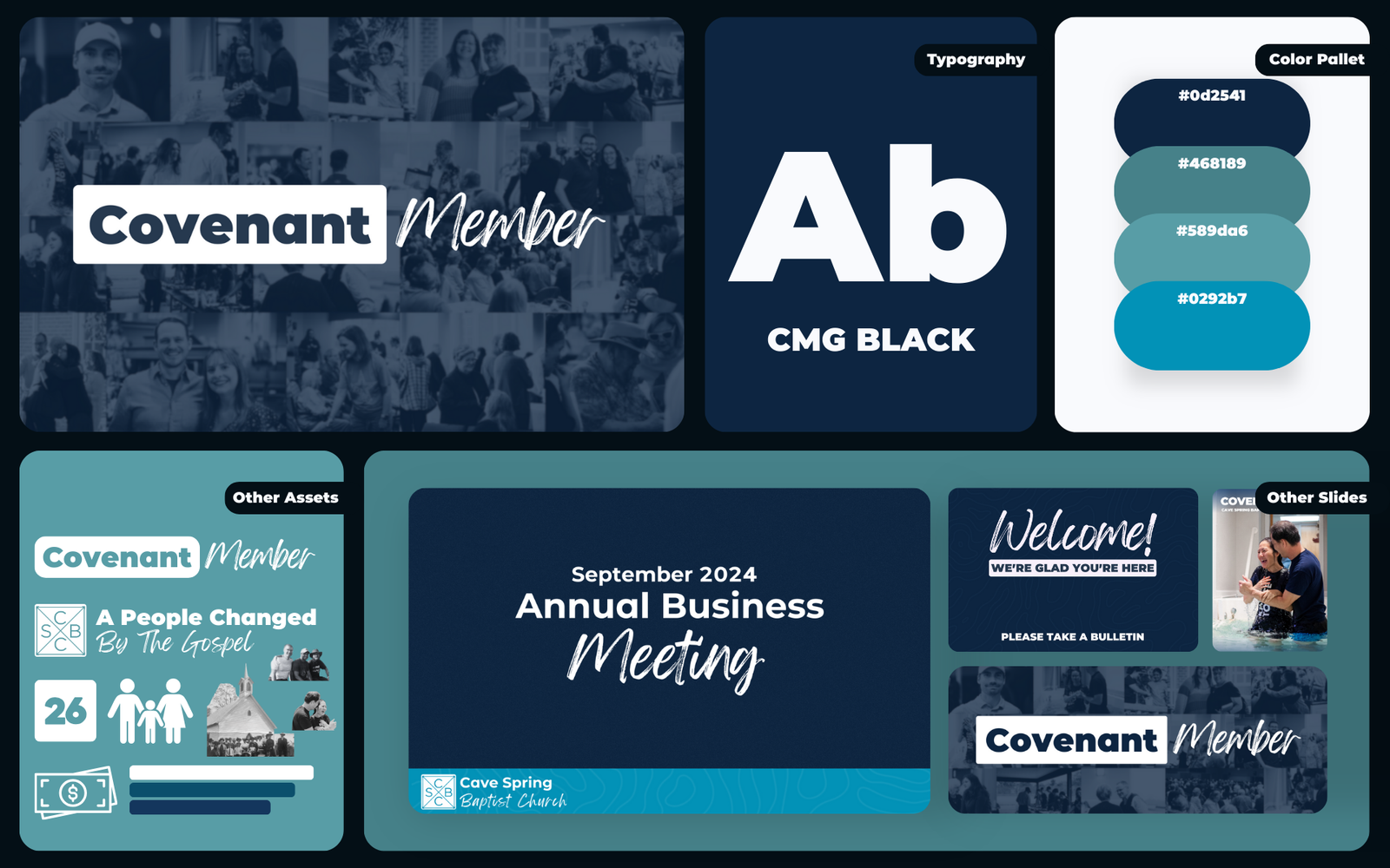 Covenant Member annual business meeting design board.